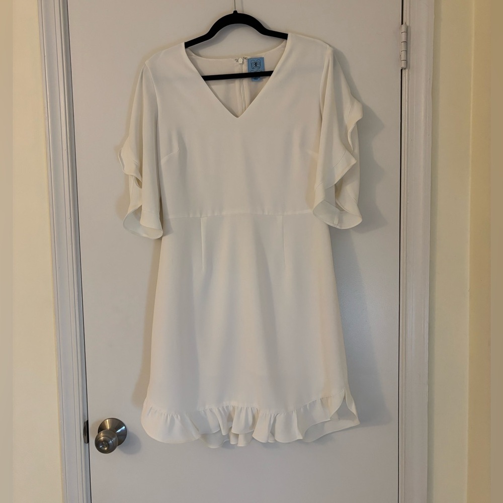 Worn once! CeCe White Ruffle Dress - Size 8